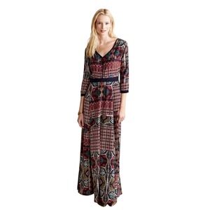Chloe Oliver Womens‎ Boho Paisley Geometric V-Neck Maxi Dress Multicolor Size S